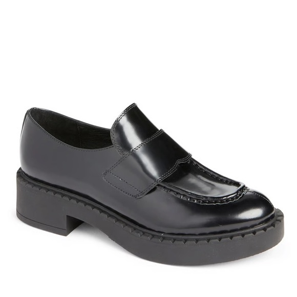 JEFFREY CAMPBELL Librarian Black Leather Mary Jane Loafers Mules - Picture 2 of 12